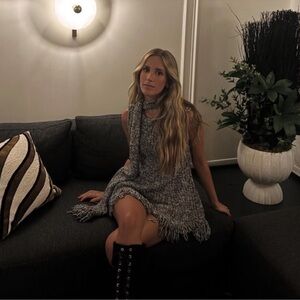 ZARA KNIT TOP WITH SCARF FRAYED HEM